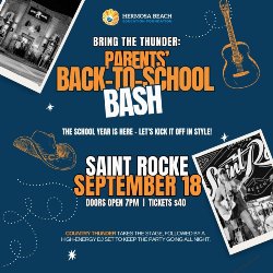 HBEF's Bring the Thunder: Parents' Back-to-School Bash - Saint Rocke on September 18; doors open at 7 PM (Tickets $40). The school year is here - let's kick it off in style! Country Thunder take the stage, followed by a high-energy DJ set to keep the party going all night.